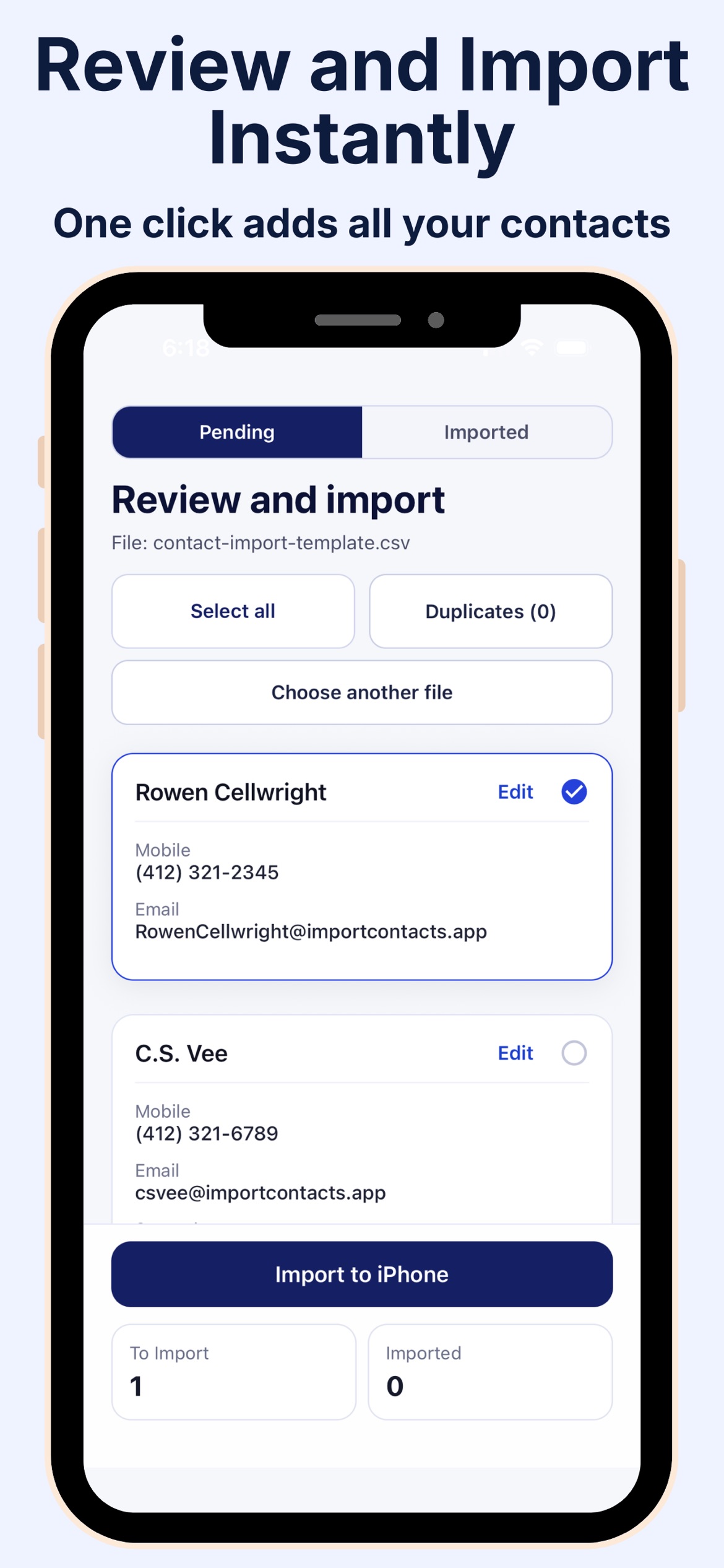 Import Contacts App Store screenshot 2