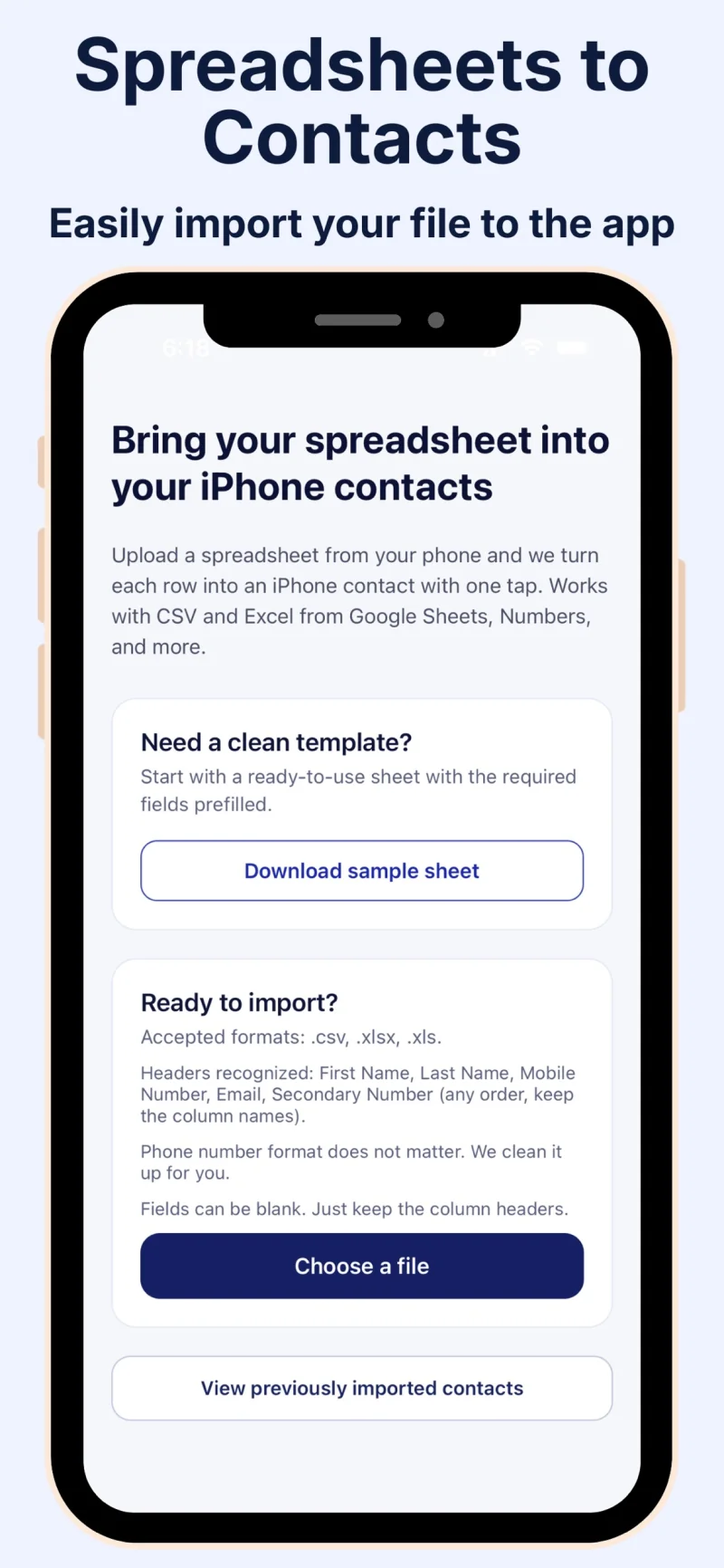 Import Contacts preview